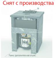 газовая банная печь люксгаз 20 стоун трёхсторонняя талькохлорит с закрытым верхом, с горелкой в комплекте (жара) 8-20 м3