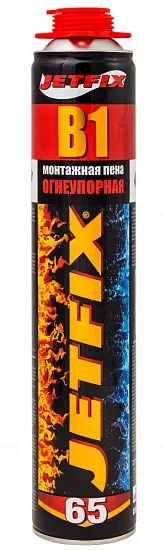 пена монтажная jetfix b1 профессиональная огнеупорная, 800 мл