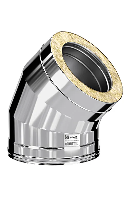 колено craft утепленное угол 135° нержавеющее (310/0,8/304/0,5мм) ф120/220 по воде cerablanket